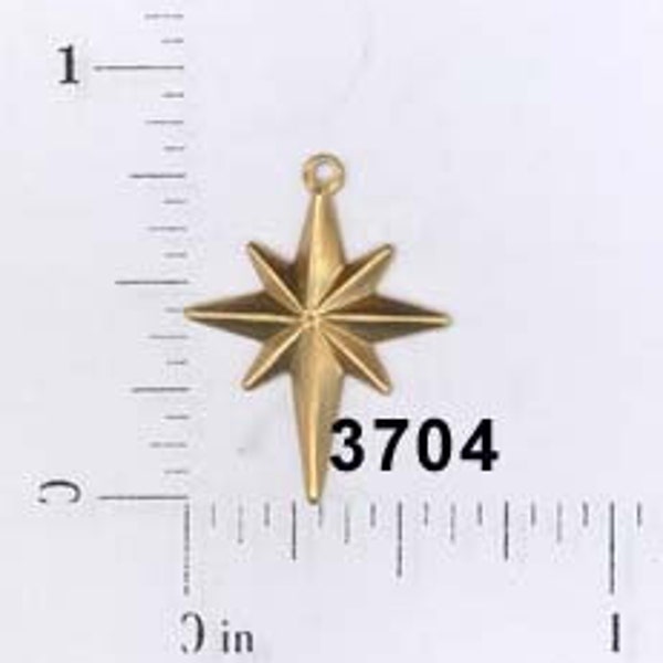 12 pcs sm starburst raw brass north star celestial charm stamping finding, embellishment (small) #3704