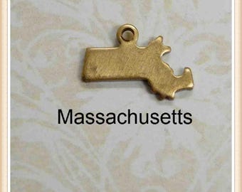 Massachusetts  BLANK  12 pcs raw brass state charm MA