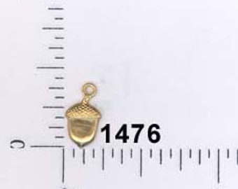 12 pcs acorn charm raw brass finding vintage embellishment ornament #1476