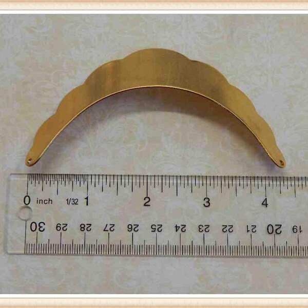 5 pieces raw brass crescent neck piece blank finding, stamping,raw brass, vintage #5450