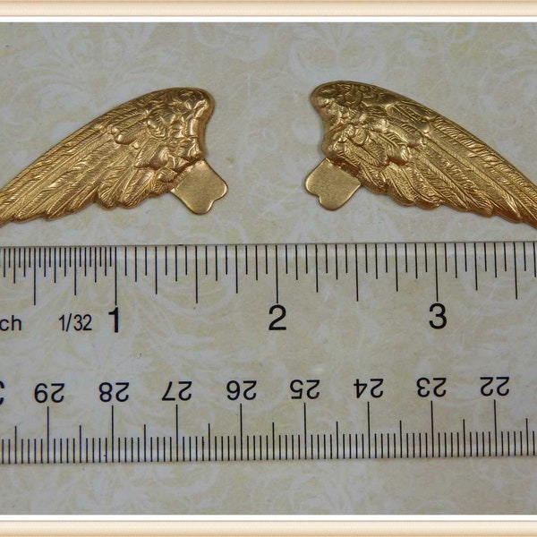 2 PAIRS raw brass wing angel bird charm stamping finding, embellishment #4960-61