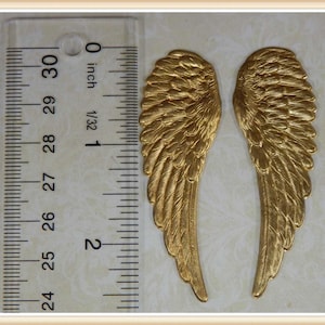 1 PAIR wing raw brass wing angel bird charm stamping finding, embellishment (LG)#6122-23