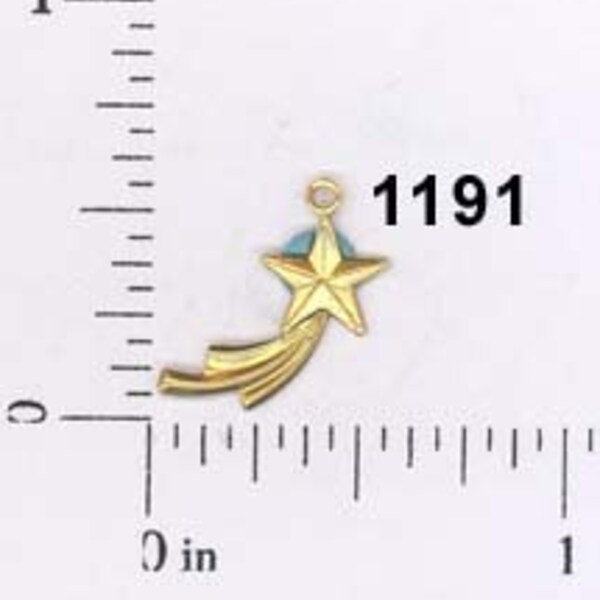 12 pcs raw brass shooting star starburst celestial charm stamping finding, embellishment (small)#1191
