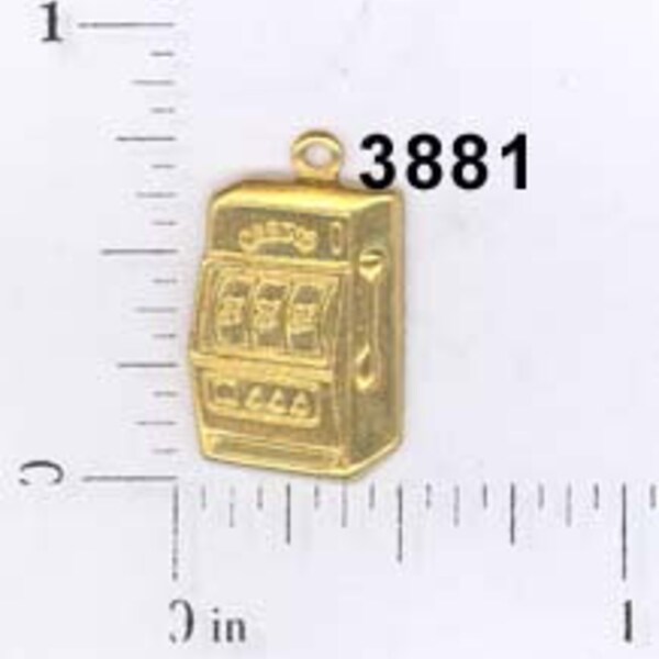 12 pcs slot machine raw brass charm stamping finding, embellishment #3881