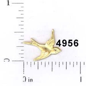12 pcs bird swallow sparrow raw brass vintage embellishment ornament stamping #4956