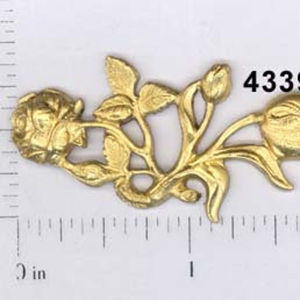 1 piece raw brass rose rosebud tulip flower blossom embellishment ornament #4339