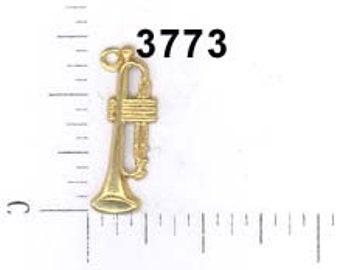 Dollhouse Miniature Bugle Horn Gold Metal 1 5/8" 1:12 Scale Instrument 