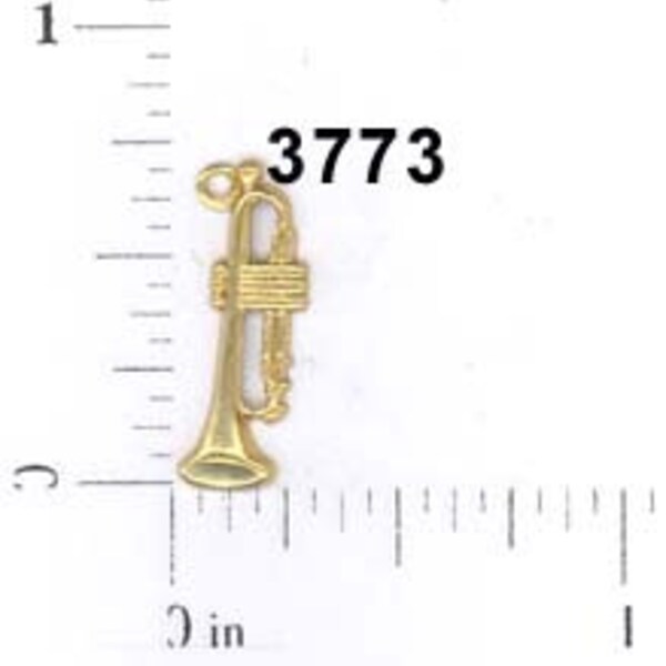 12 pcs trumpet charm raw brass musical instrument embellishment stamping  finding music , vintage  #3773