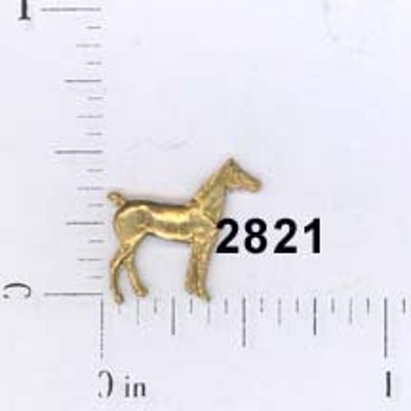 2 pcs horse equestrian raw brass stamping vintage finding, embellishment (tiny) #2821