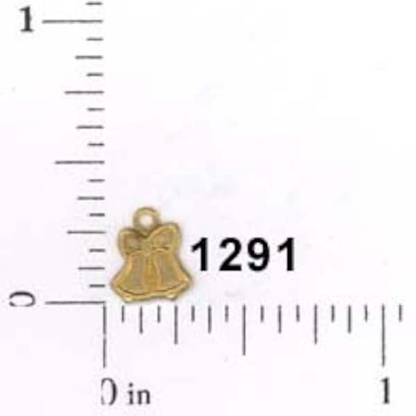 12 pcs raw brass bell wedding Christmas charm stamping finding, embellishment #1291