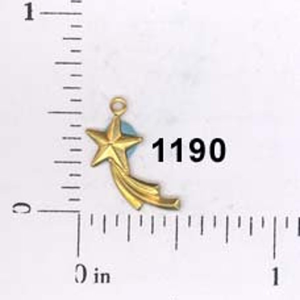 12 pcs raw brass shooting star starburst celestial charm stamping finding, embellishment (small)#1190