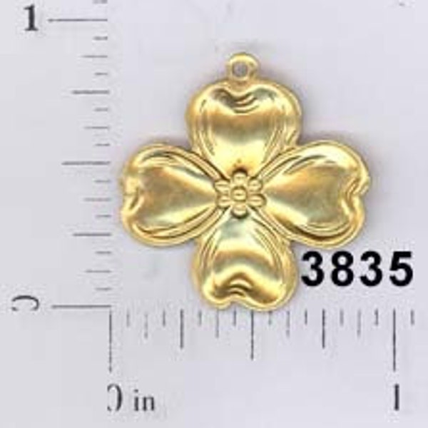 12 pcs raw brass dogwood flower charm stamping component embellishment ornament #3835