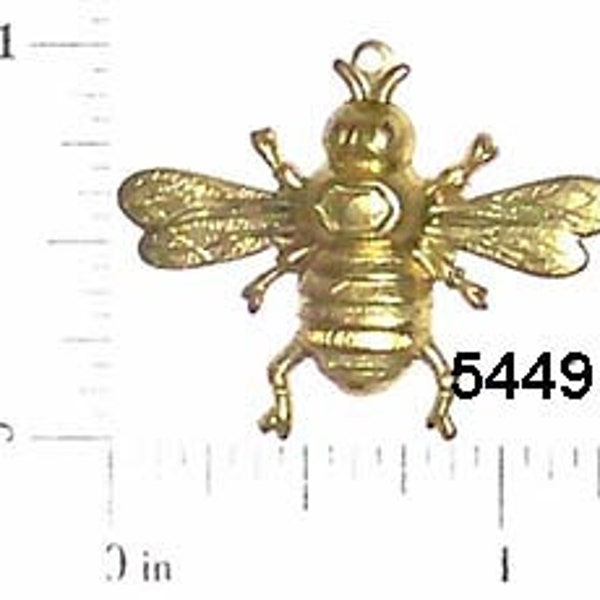 12 pieces raw brass bee charm bug stamping finding, embellishment #5449