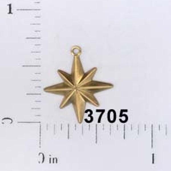 12 pcs sm starburst raw brass north star celestial charm stamping finding, embellishment (small) #3705