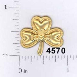 12 pcs shamrock claddagh Irish symbol raw brass 3 leaf clover lucky charm stamping finding, embellishment #4570