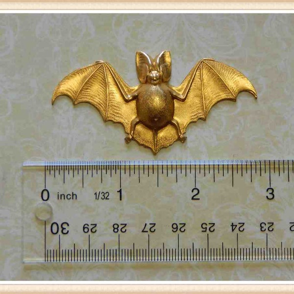 1 pc raw brass bat stamping finding, embellishment #6011