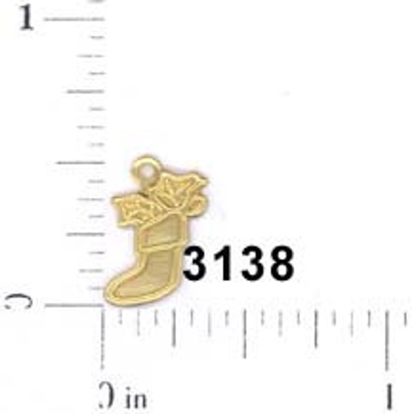 12 pcs raw brass Christmas stocking holiday winter charm stamping finding, embellishment #3138