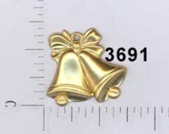 12 pcs raw brass bell wedding Christmas charm stamping finding, embellishment #3691