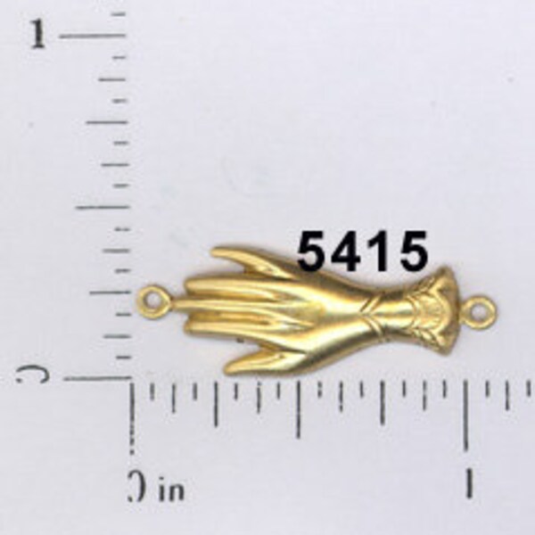 12 pcs raw brass hand glove victorian charm connector stamping finding, embellishment #5415