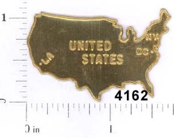 4 pcs United States flag patriotic map raw brass charm stamping finding, embellishment #4162