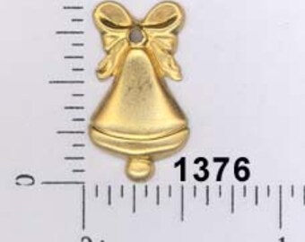 12 pcs raw brass bell wedding Christmas charm stamping finding, embellishment #1376