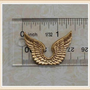 6 pcs raw brass wings angel bird stamping finding, embellishment #6038