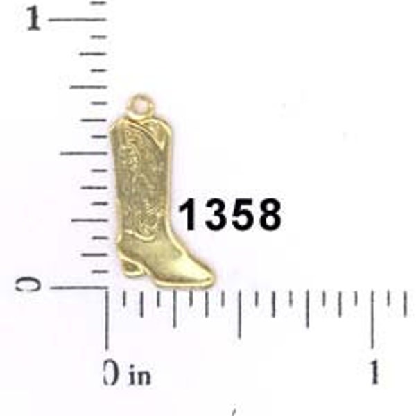 12 pieces boot charm cowgirl cowboy rodeo western raw brass stamping finding embellishment ornament #1358