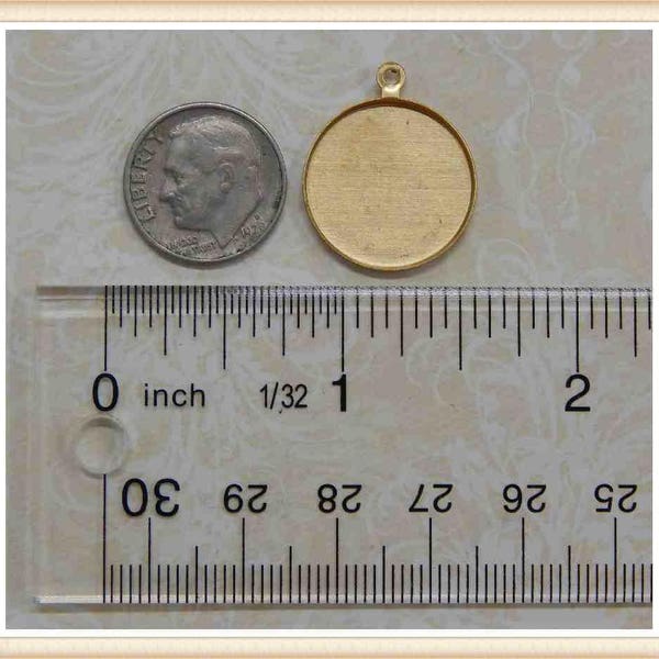 SALE 24 pcs raw brass dime coin bezel cabochon setting frame picture embellisment #5199