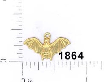 12 pcs raw brass bat charm halloween stamping finding, embellishment #1864