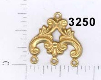 12 pcs filigree connector raw brass finding vintage embellishment ornate ornament #3250