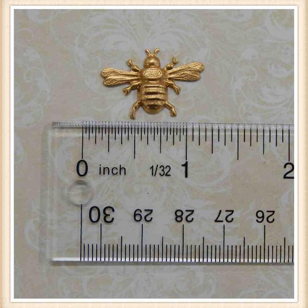 12 pieces raw brass bee bug stamping finding, embellishment SMALL #6016