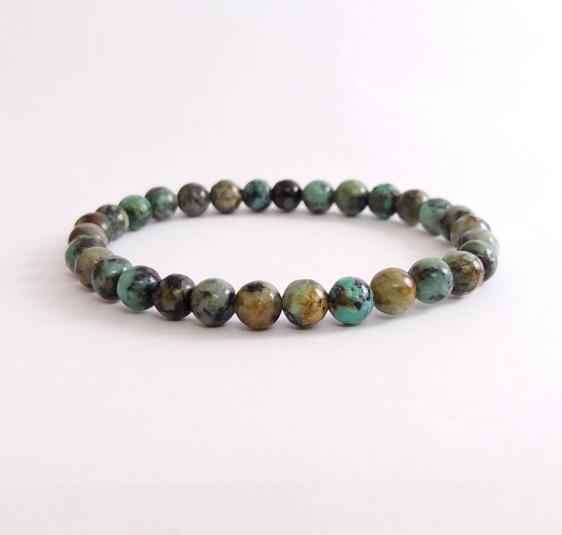 Mens Bracelet Natural Stone Gemstone Bracelet 6mm Diameter Beads Stretch Bracelet African Turquoise Natural Gemstone Beads Bracelet
