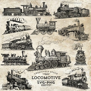 Locomotive Retro svg png, Vintage Train svg png, Old Railway Train svg png, Steam engine svg png, Wagon - Vector, Curves, Drawing - SVG, PNG