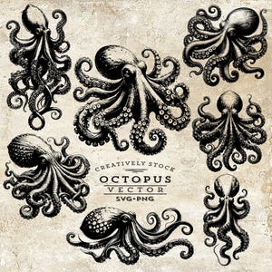 Octopus SVG PNG Bundle, Octopus Legs PNG, Octopus Tentacles Svg, Kraken svg, Sea monster svg, Squid svg, Ocean animals Svg, Sea Animals Svg