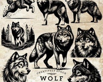 Wolf SVG PNG Clipart, Wolf Gesicht, Schablone Vektor (Digitaler Download)