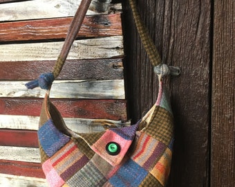 Bitty  Over-the-Shoulder Patchwork Wool Purse (Made to Order)