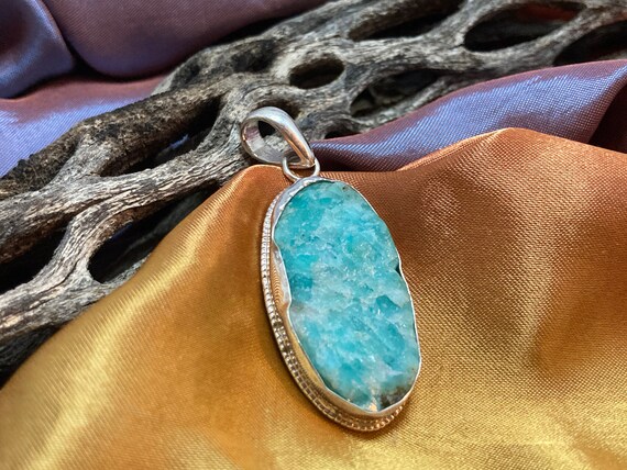 natural amazonite pendant,925 silver pendant,amazonite pendant,green amazonite pendant,unique shape pendant,amazonite pendant