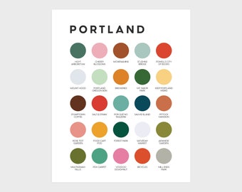 Impresión de paleta de colores de Portland, Oregón