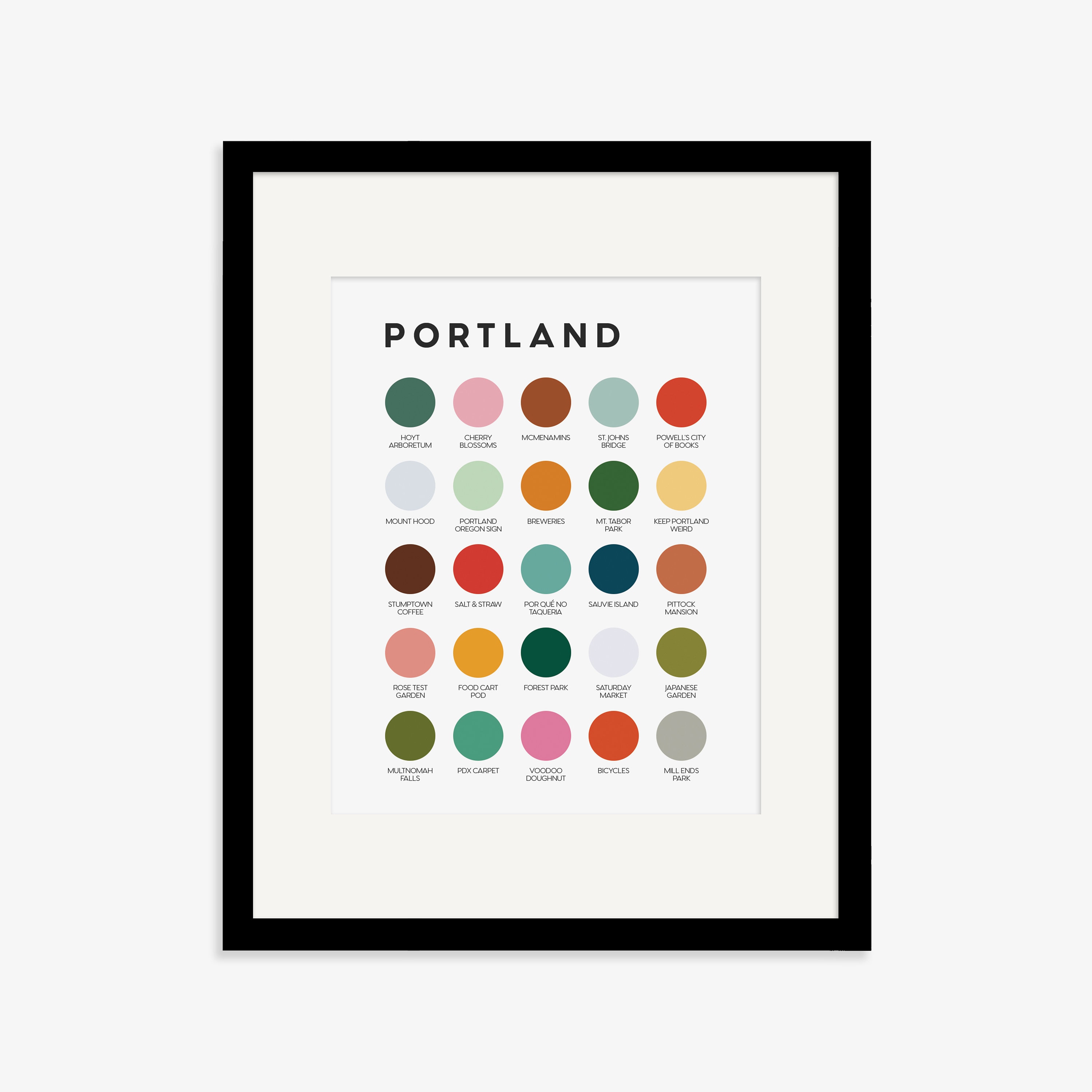 Portland, Oregon Color Palette Print - Etsy