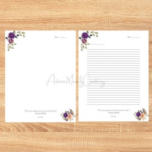 JW Printable Letterhead/ Letter Writing (Purple floral)