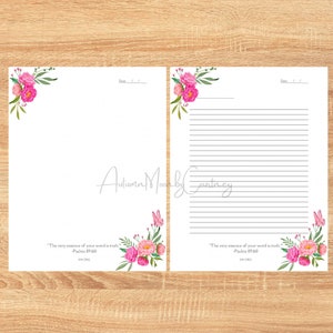 JW Printable Letterhead/ Letter Writing ( Custom-Pink floral with Butterfly )