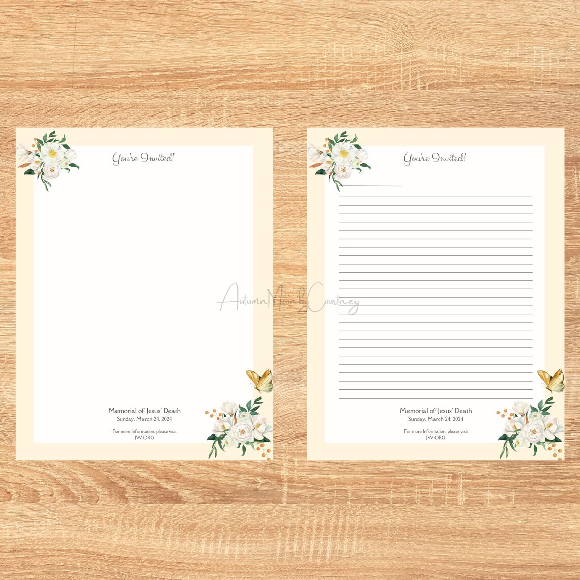 2024 JW Memorial Printable Letterhead/ Letter Writing orange Floral Etsy