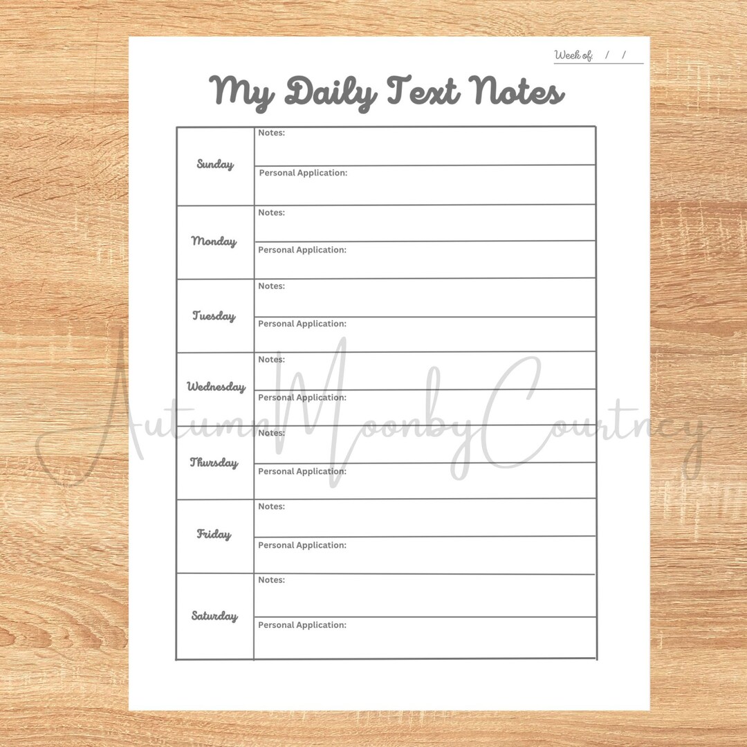 JW Daily Text Notes Printable Etsy