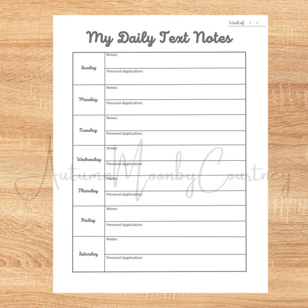 JW Daily Text Notes Printable