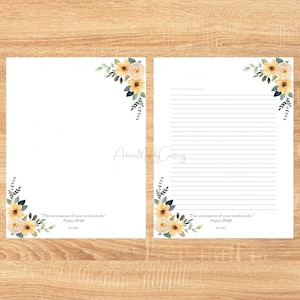 JW Printable Letterhead/ Letter Writing (Yellow and Beige Floral)