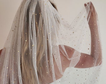 The Nyx Celestial Wedding Veil with Stars and Moon in Off White