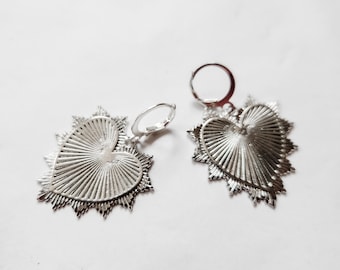 Sacred Heart Silver Earrings