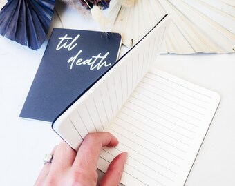 Til Death Wedding Vow Books, Set of 2, Gold or Silver on Black Booklet