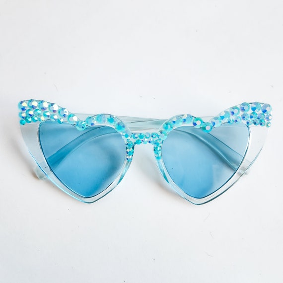 Blue Stud Rhinestone Heart Sunglasses - Etsy display picture 2
