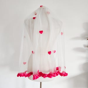 The Sweetheart / Candy Heart wedding veil Bright Pink Limited Edition